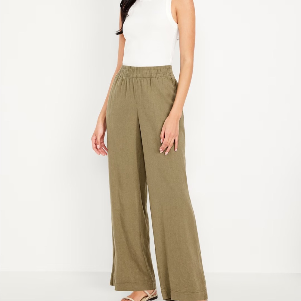 Olive Wide-Leg Women's Pants
